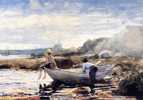 (image for) Handmade oil painting Copy paintings of famous artists Winslow Homers Paintings Boys in a Dory